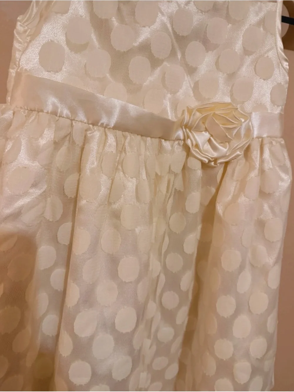 Penelope Mack Cream Polka Dot Rosette Party Dress